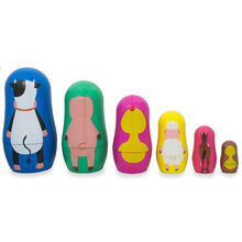 Load image into Gallery viewer, 6 Farm Animals Plastic Nesting Dolls Cow, Pig, Chicken, Lamb, Horse &amp; Duck