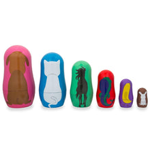 Load image into Gallery viewer, 6 Animals: Dog, Cat, Horse, Fish, Chick, Bunny Plastic Nesting Dolls 4.5 Inches