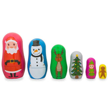 Load image into Gallery viewer, 6 Plastic Nesting Dolls - Santa, Snowman, Reindeer, Tree, Elf &amp; Gingerbread