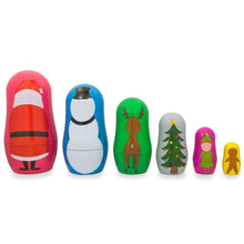 Load image into Gallery viewer, 6 Plastic Nesting Dolls - Santa, Snowman, Reindeer, Tree, Elf &amp; Gingerbread