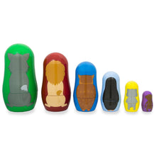 Load image into Gallery viewer, Set of 6 Wolf, Lion, Owl, Penguin Wild Animals Plastic Nesting Dolls 4.5 Inches