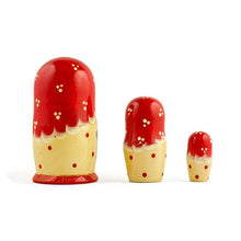 Load image into Gallery viewer, Set of 3 Red Headscarf with Folk Art Flowers Wooden Nesting Dolls Matryoshka 3.5 Inches