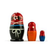 Load image into Gallery viewer, Set of 3 Folk Girls in Blue Scarf Wooden Nesting Dolls 3.5 Inches
