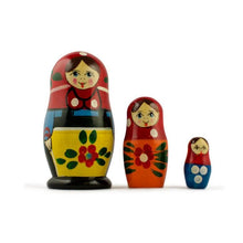 Load image into Gallery viewer, Set of 3 Folk Girls in Blue Scarf Wooden Nesting Dolls 3.5 Inches