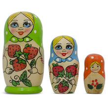 Load image into Gallery viewer, Set of 3 Green Blue and Orange  Nesting Doll 4 Inches