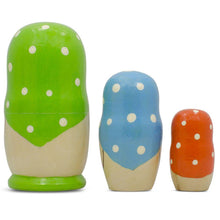 Load image into Gallery viewer, Set of 3 Green Blue and Orange  Nesting Doll 4 Inches