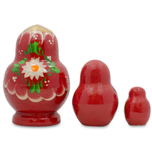 Load image into Gallery viewer, Set of 3 Floral Red Miniature  Nesting Dolls 3.5 Inches