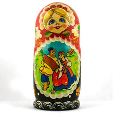 Load image into Gallery viewer, Set of 5 Summer in the Village Wooden Nesting Dolls 6.5 Inches