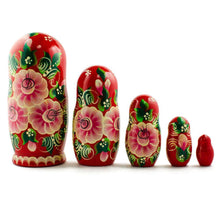 Load image into Gallery viewer, Set of 5 Dancing Couple in Winter Village Nesting Dolls 6.5 Inches