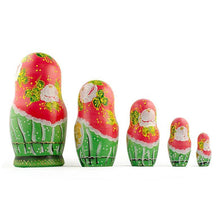 Load image into Gallery viewer, Set of 5 Flowers Basket Nesting Dolls 6.5 Inches