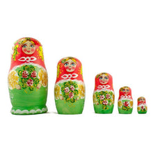 Load image into Gallery viewer, Set of 5 Olga Nesting Dolls 6.5 Inches
