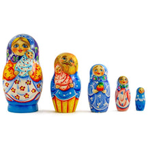 Load image into Gallery viewer, Set of 5 Newborn Baby Wooden Nesting Dolls Matryoshka 6.5 Inches