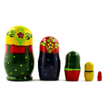 Load image into Gallery viewer, Set of 5 Yellow Scarf Nesting Dolls 4 Inches