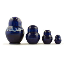 Load image into Gallery viewer, Set of 4 Miniature Wooden Nesting Dolls Matryoshka in Blue Dress  3 Inches