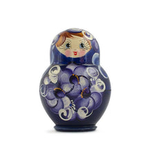 Load image into Gallery viewer, Set of 4 Miniature Wooden Nesting Dolls Matryoshka in Blue Dress  3 Inches