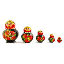 Load image into Gallery viewer, Set of 5 Elena Red Dress Wooden Nesting Dolls 4.75 Inches