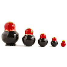 Load image into Gallery viewer, Set of 5 Elena Red Dress Wooden Nesting Dolls 4.75 Inches
