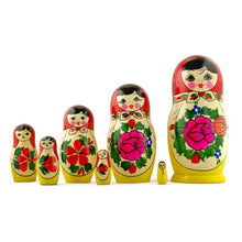 Load image into Gallery viewer, Set of 7 Wooden Dolls Nesting Dolls 7 Inches