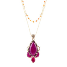 Load image into Gallery viewer, Neims Pink Carnelian Golden Pendant Necklace
