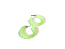 Load image into Gallery viewer, Neon Green Small Classic Hoop Earrings