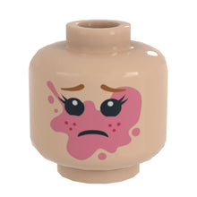 Load image into Gallery viewer, Girl Popped Bubble Gum on Face Minifig Head made using LEGO part