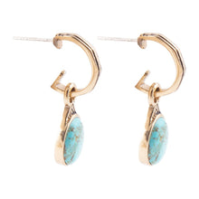 Load image into Gallery viewer, Nova Half-Hoop Blue Turquoise and Golden Earrings
