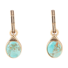 Load image into Gallery viewer, Nova Half-Hoop Blue Turquoise and Golden Earrings