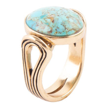 Load image into Gallery viewer, Nova Blue Turquoise and Golden Oval Ring
