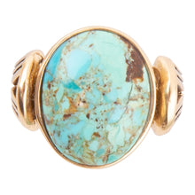 Load image into Gallery viewer, Nova Blue Turquoise and Golden Oval Ring
