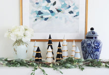Load image into Gallery viewer, Navy Blue Tiered Christmas Trees with 22K Gold Brushstroke Accent