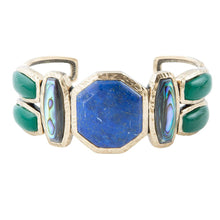 Load image into Gallery viewer, Odyssey Blue Lapis Colorful Golden Cuff Bracelet