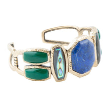 Load image into Gallery viewer, Odyssey Blue Lapis Colorful Golden Cuff Bracelet