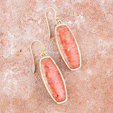Load image into Gallery viewer, Odyssey Long Orange Sponge Coral Golden Statement Earrings