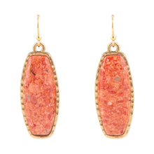 Load image into Gallery viewer, Odyssey Long Orange Sponge Coral Golden Statement Earrings