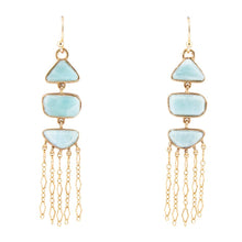 Load image into Gallery viewer, Ohana Blue Larimar Golden Chandelier Drop Earrings