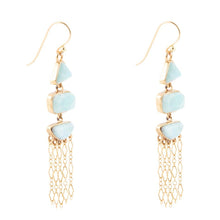 Load image into Gallery viewer, Ohana Blue Larimar Golden Chandelier Drop Earrings