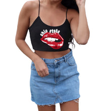 Load image into Gallery viewer, Ohio State OSU Buckeyes Lips Black Spaghetti Tank