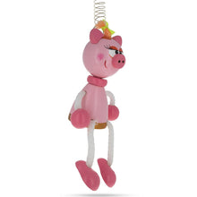 Load image into Gallery viewer, Pig Wooden Doll on a Spring 6 Inches