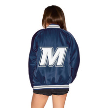 Load image into Gallery viewer, Monmouth Hawks Satin Letterman Bomber Jacket