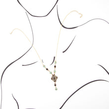 Load image into Gallery viewer, Barcelona Black Onyx and Blue Turquoise Golden Y-Necklace