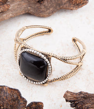 Load image into Gallery viewer, Onyx Mixed Metal Golden Cuff Bracelet