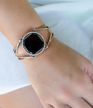 Load image into Gallery viewer, Onyx Mixed Metal Golden Cuff Bracelet