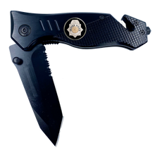 Load image into Gallery viewer, Denver Colorado Police 3-in-1 Tactical Rescue knife tool with Seatbelt Cutter, Steel Serrated Blade, Glass