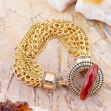 Load image into Gallery viewer, Orange Carnelian Golden Chain Bracelet
