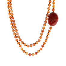 Load image into Gallery viewer, Orange Carnelian Knotted Necklace