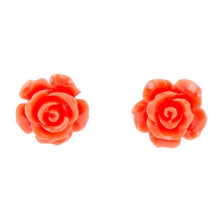 Load image into Gallery viewer, Orange Coral Rose Post Stud Earrings