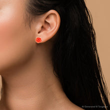 Load image into Gallery viewer, Orange Coral Rose Post Stud Earrings