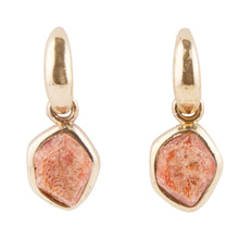 Load image into Gallery viewer, Orange Sponge Coral and Golden Half Hoop Earrings