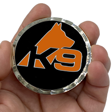 Load image into Gallery viewer, GL3-018 K9 Police Thin Orange Line Canine Challenge Coin Search and Rescue, EMT, EMS, Paramedic Coast Guard