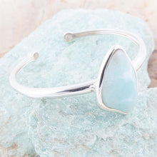 Load image into Gallery viewer, Organic Blue Larimar and Sterling Silver Cuff Bracelet